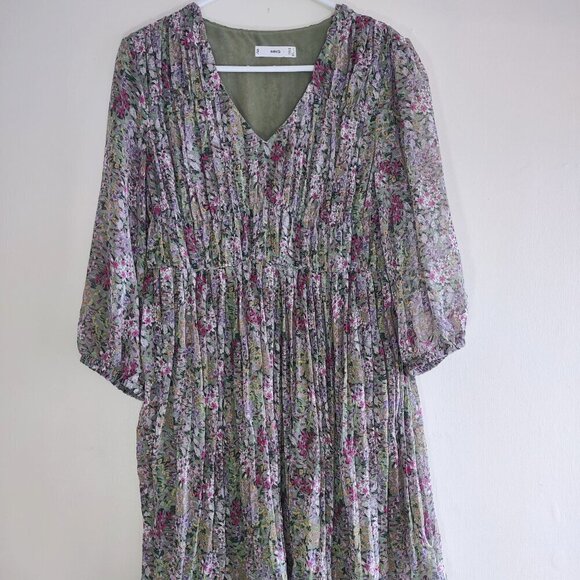 MNG Mango Floral Mini Dress Garden Indie Cottage Coquette Praire Flowy Size 6 - Picture 5 of 11